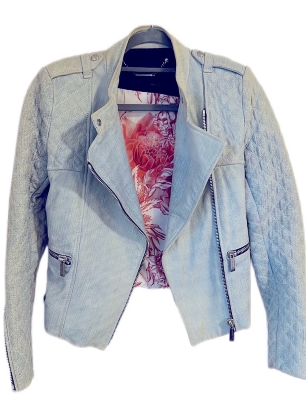Barbara Bui quilted leather jacket in light blue